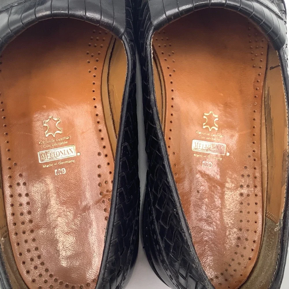 Meltonian Black Leather Tassle Loafer Shoes Men's Size 9 M Made In Germany‎